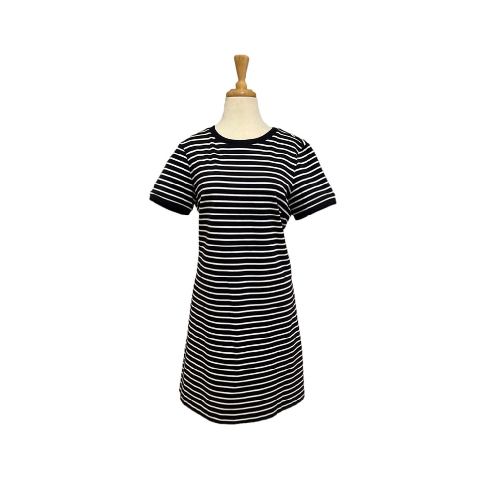 Catherine Malandrino Women's Black/White Stripe Short Sleeve Dress Size L - Picture 2 of 5